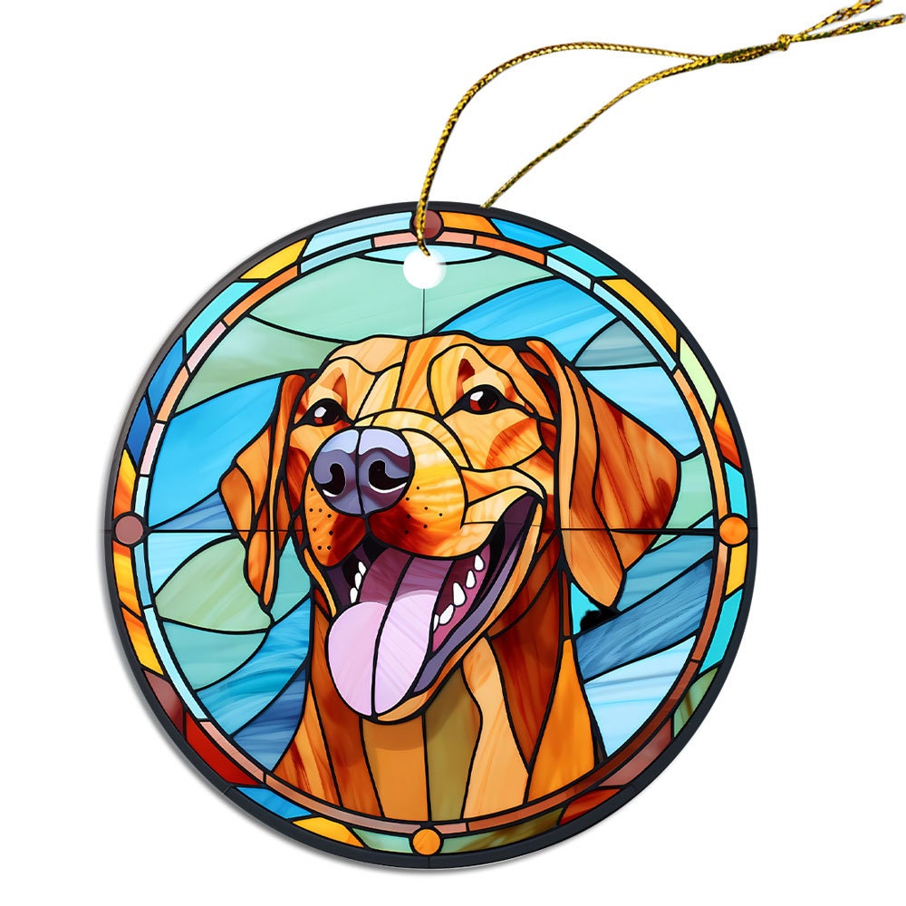 Dog Breed Christmas Ornament Stained Glass Style, "Rhodesian Ridgeback"