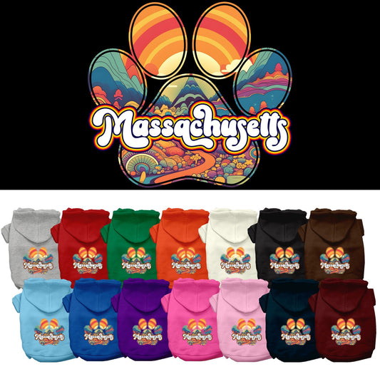 Pet Dog & Cat Screen Printed Hoodie for Small to Medium Pets (Sizes XS-XL), "Massachusetts Groovy Summit"