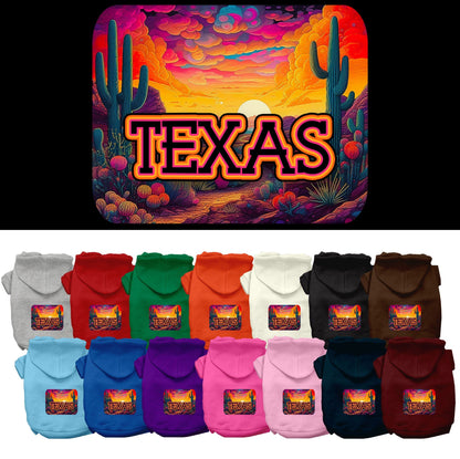 Pet Dog & Cat Screen Printed Hoodie for Medium to Large Pets (Sizes 2XL-6XL), "Texas Neon Desert"
