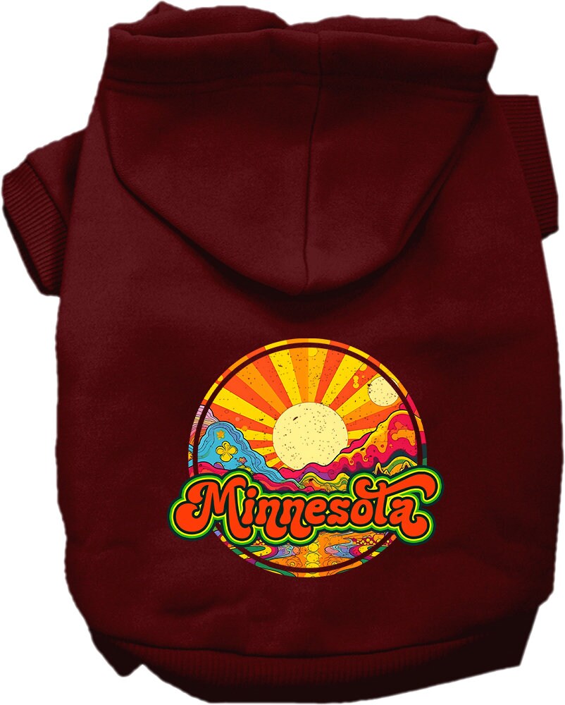 Pet Dog & Cat Screen Printed Hoodie for Small to Medium Pets (Sizes XS-XL), "Minnesota Mellow Mountain"