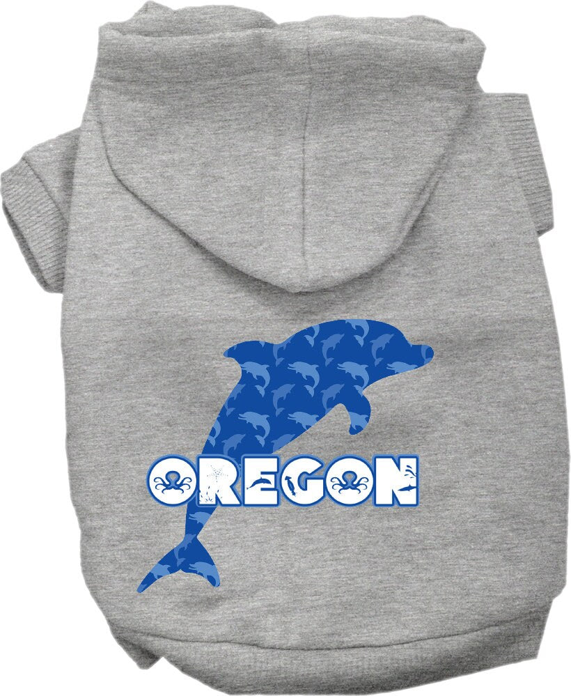 Pet Dog & Cat Screen Printed Hoodie for Small to Medium Pets (Sizes XS-XL), "Oregon Blue Dolphins"