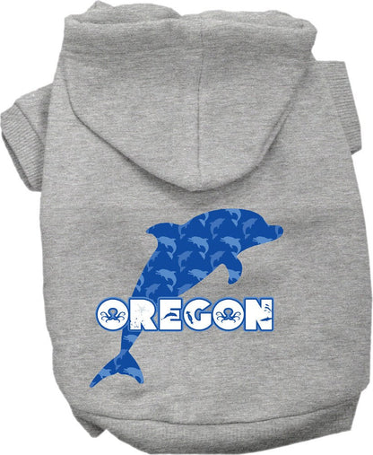 Pet Dog & Cat Screen Printed Hoodie for Small to Medium Pets (Sizes XS-XL), "Oregon Blue Dolphins"