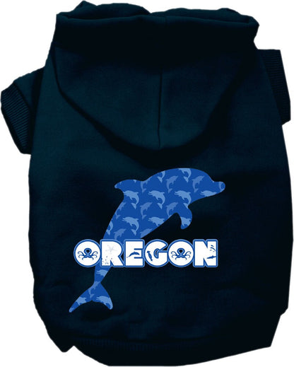 Pet Dog & Cat Screen Printed Hoodie for Small to Medium Pets (Sizes XS-XL), "Oregon Blue Dolphins"