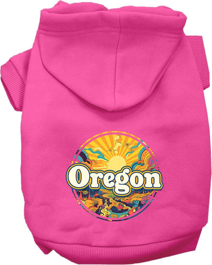 Pet Dog & Cat Screen Printed Hoodie for Small to Medium Pets (Sizes XS-XL), "Oregon Trippy Peaks"