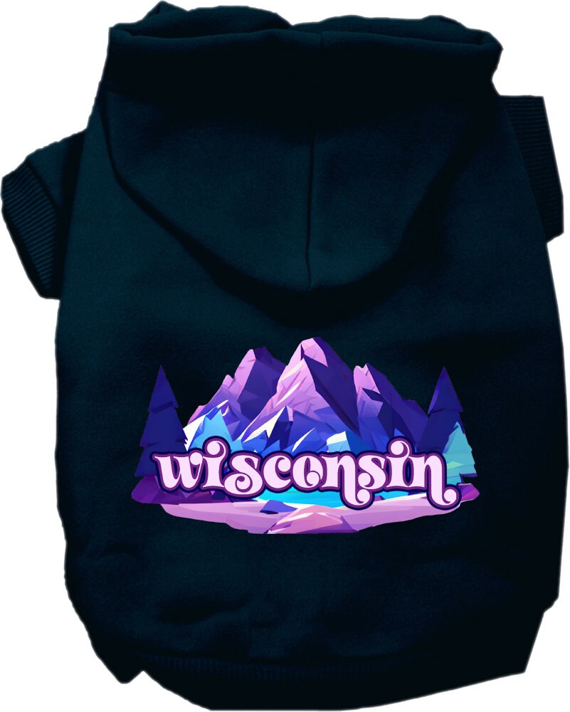 Pet Dog & Cat Screen Printed Hoodie for Small to Medium Pets (Sizes XS-XL), "Wisconsin Alpine Pawscape"
