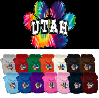 Pet Dog & Cat Screen Printed Hoodie for Small to Medium Pets (Sizes XS-XL), "Utah Bright Tie Dye"
