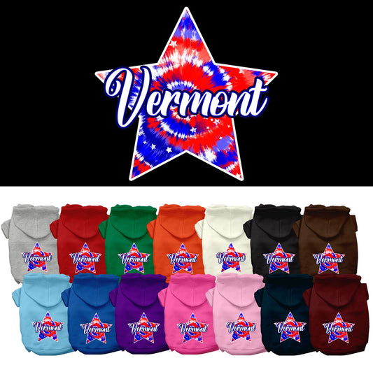 Pet Dog & Cat Screen Printed Hoodie for Medium to Large Pets (Sizes 2XL-6XL), "Vermont Patriotic Tie Dye"