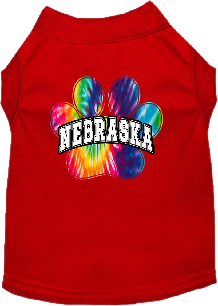 Pet Dog & Cat Screen Printed Shirt for Small to Medium Pets (Sizes XS-XL), "Nebraska Bright Tie Dye"