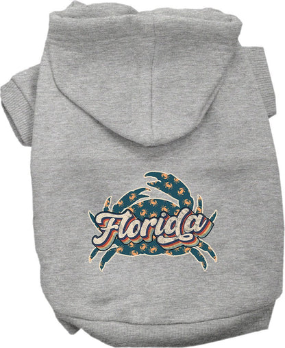 Pet Dog & Cat Screen Printed Hoodie for Small to Medium Pets (Sizes XS-XL), "Florida Retro Crabs"