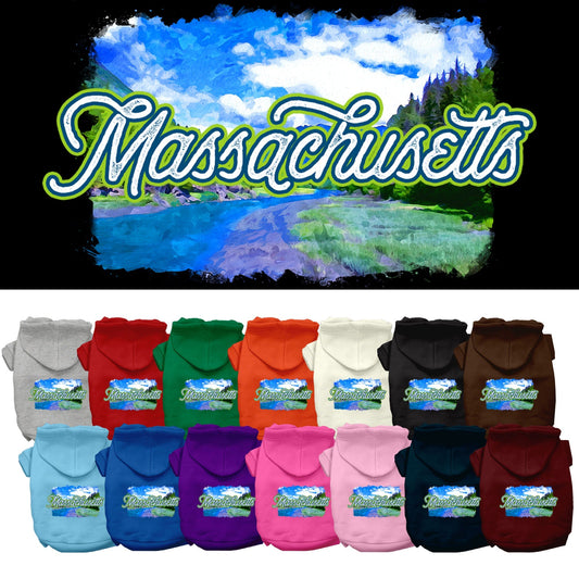 Pet Dog & Cat Screen Printed Hoodie for Small to Medium Pets (Sizes XS-XL), "Massachusetts Summer"