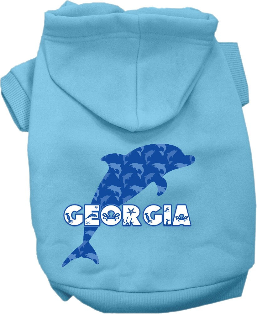 Pet Dog & Cat Screen Printed Hoodie for Medium to Large Pets (Sizes 2XL-6XL), "Georgia Blue Dolphins"