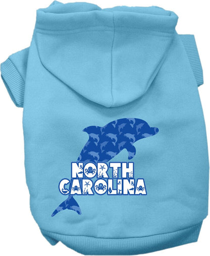 Pet Dog & Cat Screen Printed Hoodie for Small to Medium Pets (Sizes XS-XL), "North Carolina Blue Dolphins"