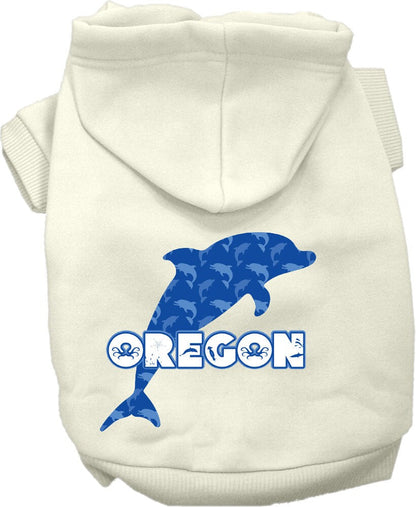 Pet Dog & Cat Screen Printed Hoodie for Small to Medium Pets (Sizes XS-XL), "Oregon Blue Dolphins"