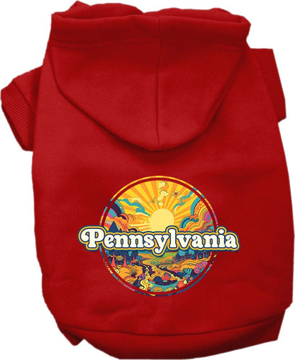 Pet Dog & Cat Screen Printed Hoodie for Small to Medium Pets (Sizes XS-XL), "Pennsylvania Trippy Peaks"