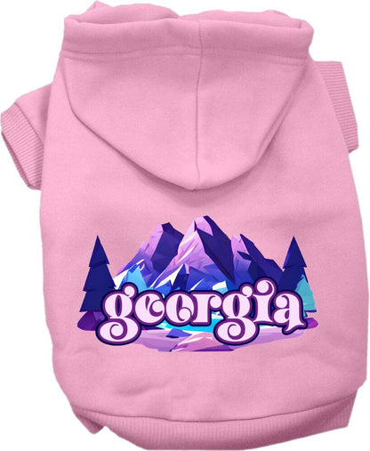 Pet Dog & Cat Screen Printed Hoodie for Medium to Large Pets (Sizes 2XL-6XL), "Georgia Alpine Pawscape"