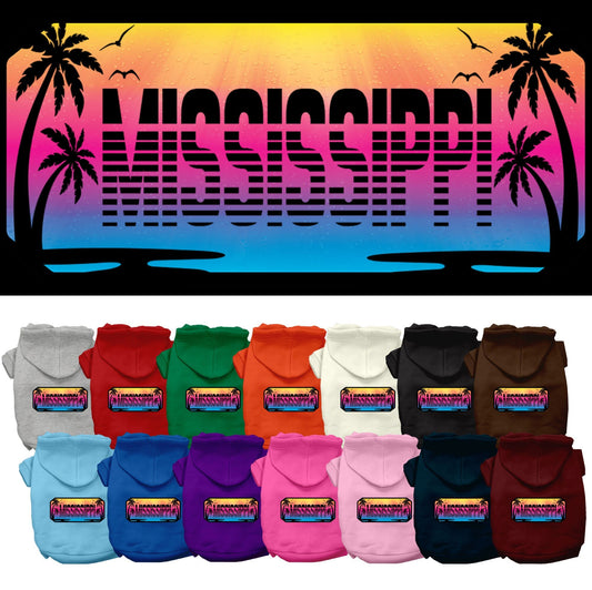 Pet Dog & Cat Screen Printed Hoodie for Small to Medium Pets (Sizes XS-XL), "Mississippi Beach Shades"