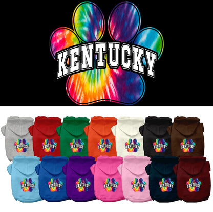 Pet Dog & Cat Screen Printed Hoodie for Small to Medium Pets (Sizes XS-XL), "Kentucky Bright Tie Dye"