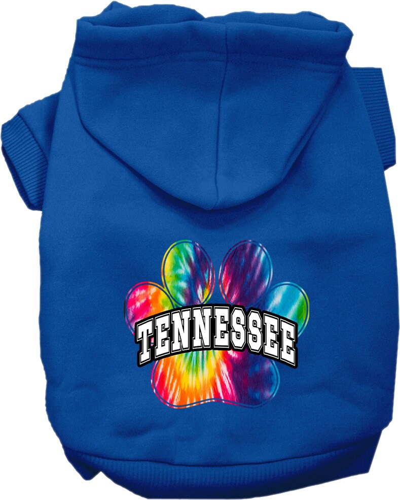 Pet Dog & Cat Screen Printed Hoodie for Small to Medium Pets (Sizes XS-XL), "Tennessee Bright Tie Dye"