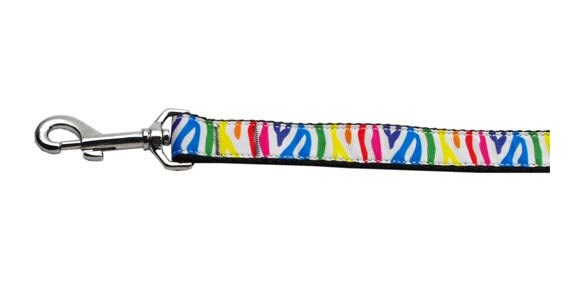 Pet Dog & Cat Nylon Collar or Leash, "Zebra Rainbow" - DOGGO'S KING