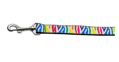 Pet Dog & Cat Nylon Collar or Leash, "Zebra Rainbow" - DOGGO'S KING