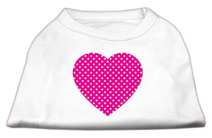Pet Dog & Cat Shirt Screen Printed, "Pink Swiss Dot Heart" - DOGGO'S KING