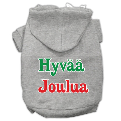 Pet Dog & Cat Hoodie Screen Printed, "Hyvaa Joulua"