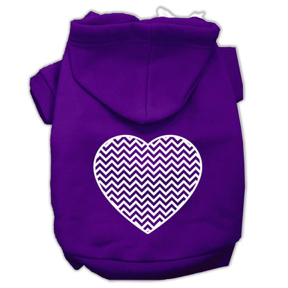 Pet Dog & Cat Hoodie Screen Printed, "Chevron Heart"