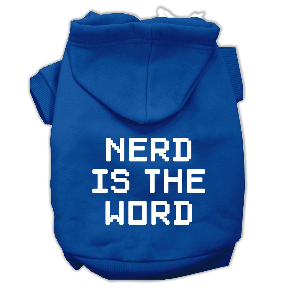 Pet Dog & Cat Hoodie Screen Printed, "Nerd Is The Word"