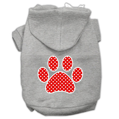 Pet Dog & Cat Hoodie Screen Printed, "Red Swiss Dots Paw"