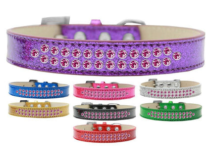 Dog, Puppy & Pet Ice Cream  Collar, "Two Row Bright Pink Crystal Rimsets" - DOGGO'S KING