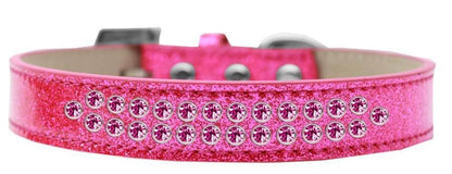 Dog, Puppy & Pet Ice Cream  Collar, "Two Row Bright Pink Crystal Rimsets" - DOGGO'S KING