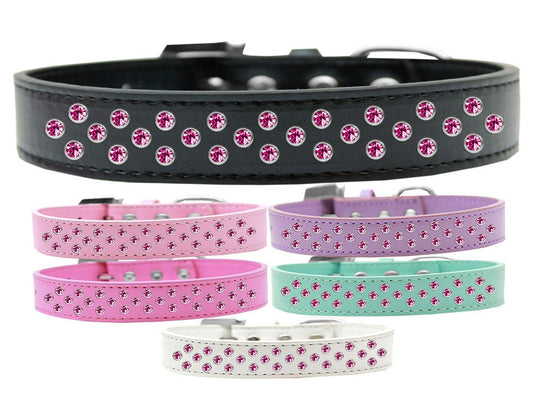 Dog, Puppy & Pet Fashion  Collar, "Bright Pink Crystal Rimsets Sprinkles"