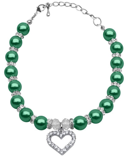 Heart & Pearl Crystal Dog, Cat and Pet Necklaces - DOGGO'S KING