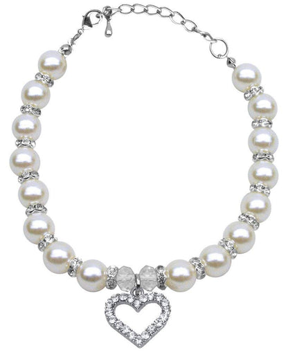 Heart & Pearl Crystal Dog, Cat and Pet Necklaces - DOGGO'S KING