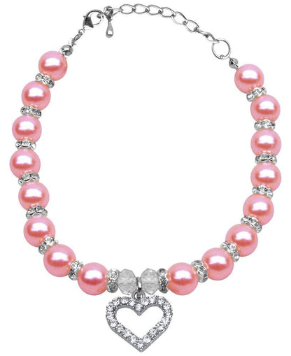Heart & Pearl Crystal Dog, Cat and Pet Necklaces - DOGGO'S KING