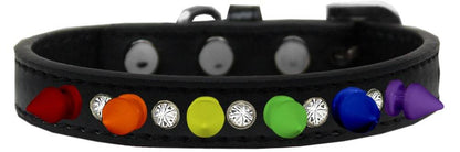Pet and Dog Spike Collar, "Clear Crystals & Rainbow Spikes” - DOGGO'S KING
