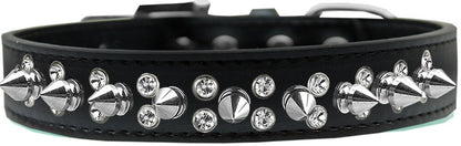 Pet and Dog Spike Collar, "Double Crystal & Silver Spikes" - DOGGO'S KING