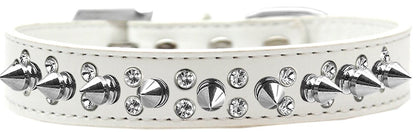 Pet and Dog Spike Collar, "Double Crystal & Silver Spikes" - DOGGO'S KING